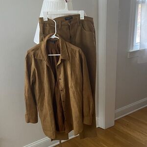 Banana Republic Brown Faux Suede Shirt and Pants Set